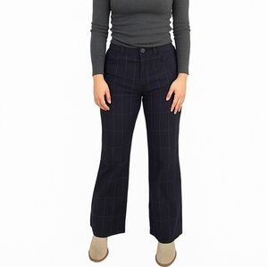 Haband Women's Grey Plaid Flared Cotton Pants Size 24 NWT